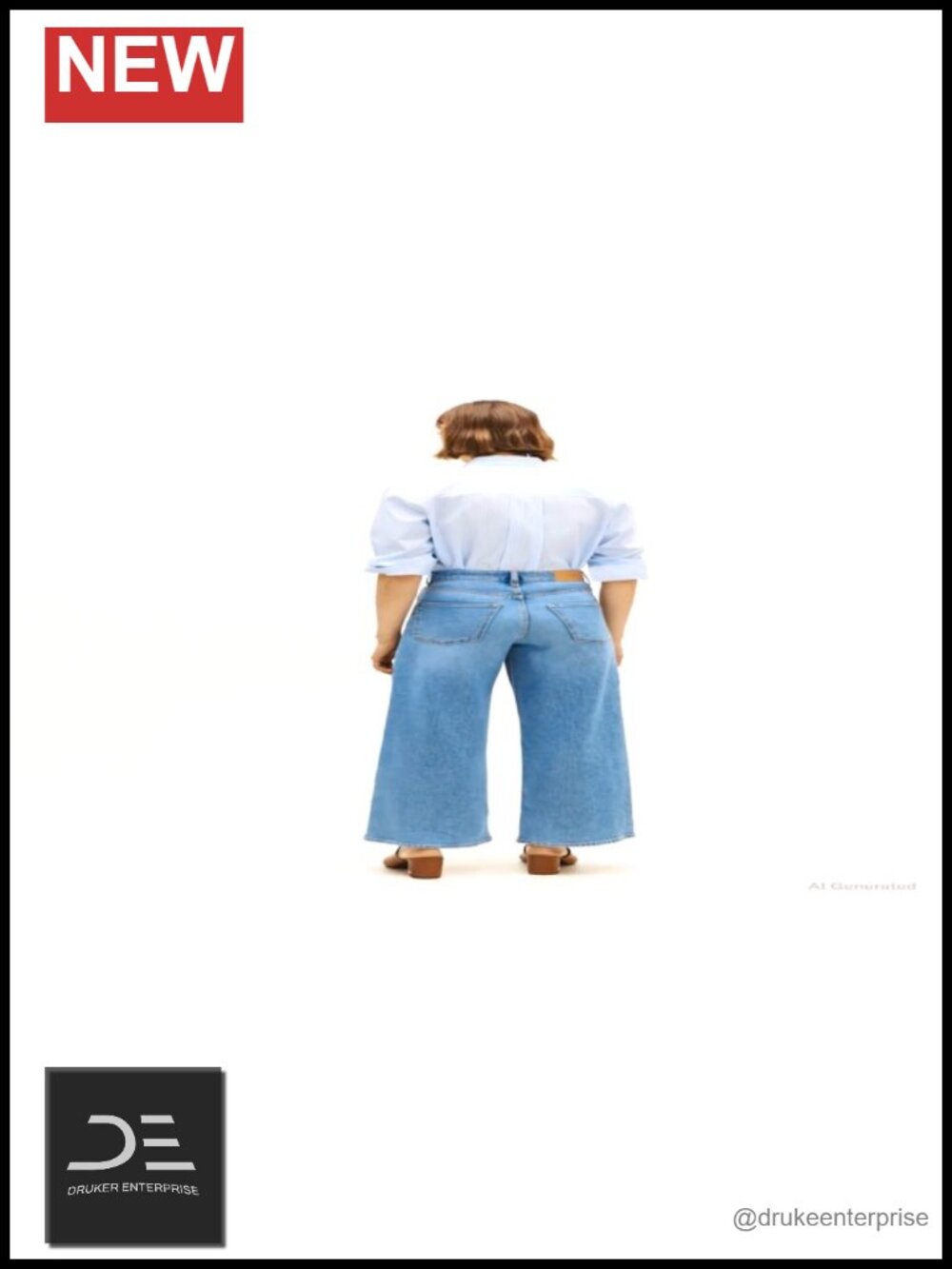 High Rise Wide Leg Jeans with Stretch Cotton Spandex Women's Denim - Picture 5 of 5